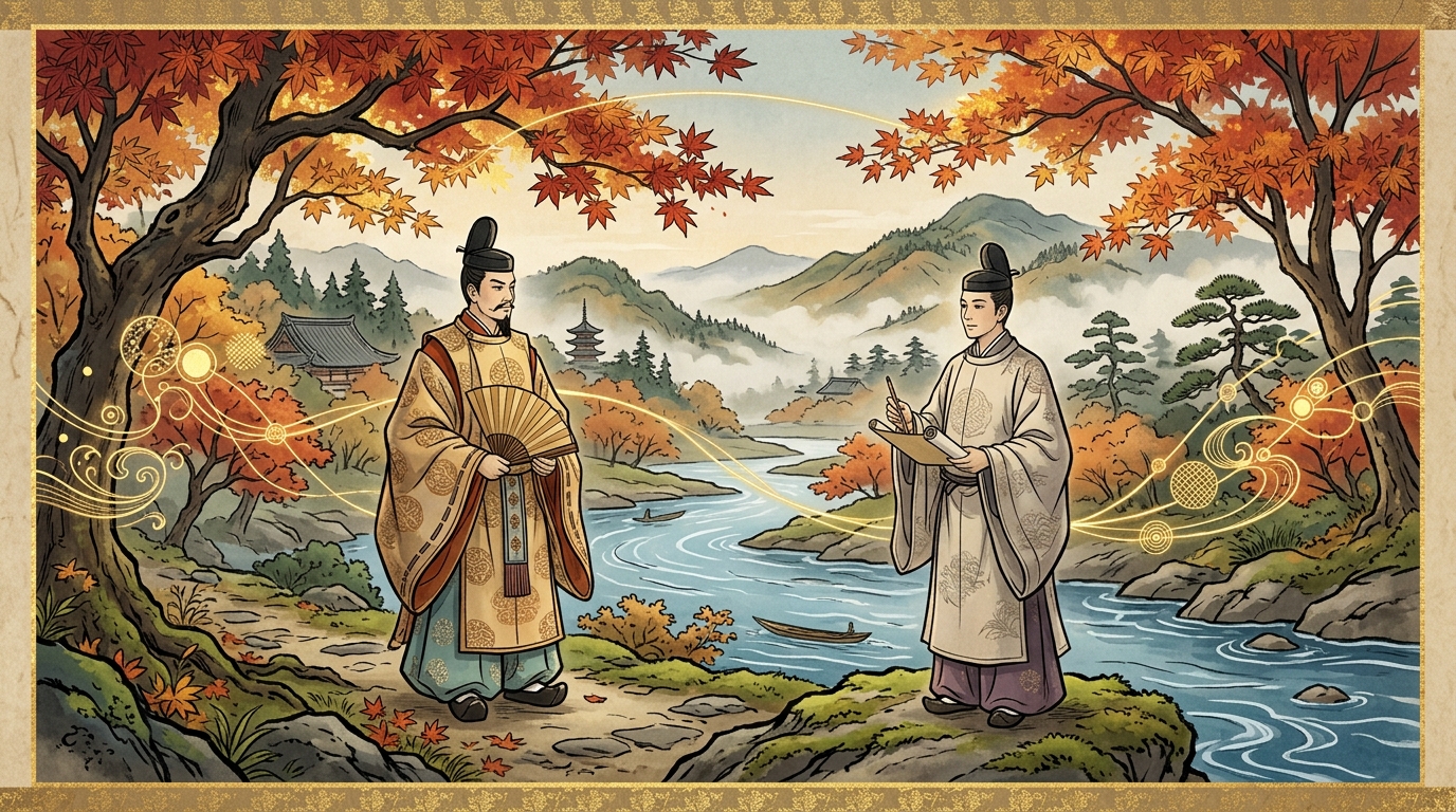 大鏡三船の才における藤原道長と藤原公任の人間関係相関図イラスト