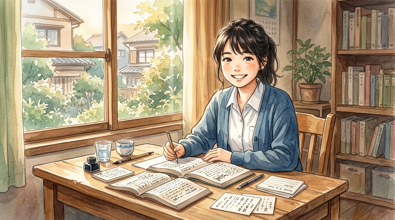 漢文の故事成語を楽しく学んでテスト満点を達成する学び舎のイラスト