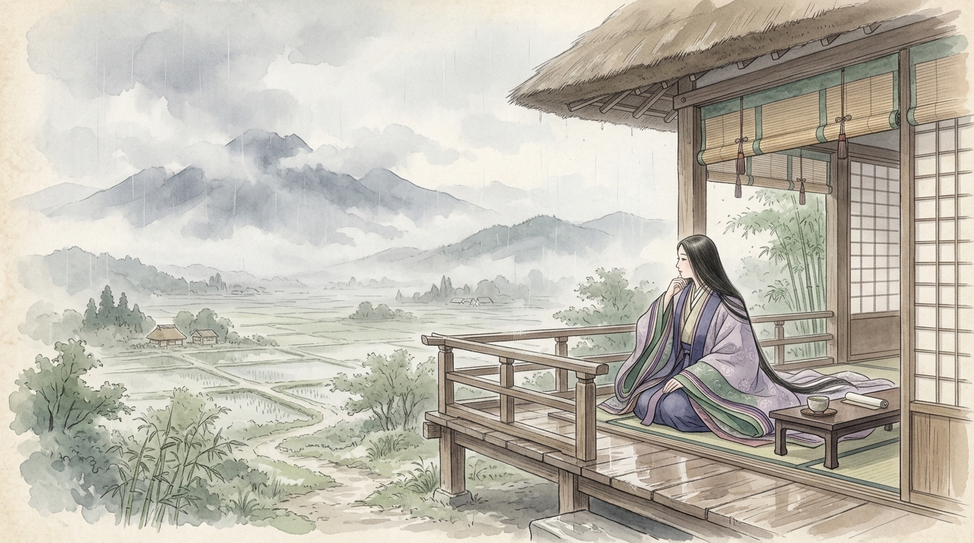 雨に煙る生駒山の向こうにいる大和の男を思い続ける高安の女