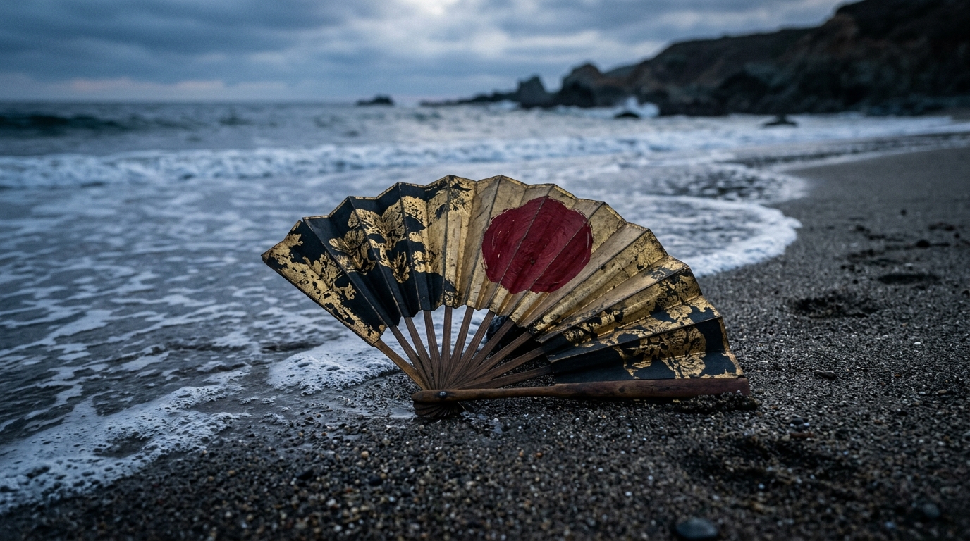砂浜の軍扇 日の丸扇
