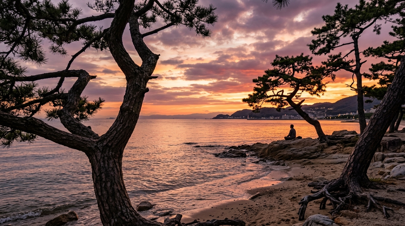 須磨の浦の夕暮れ