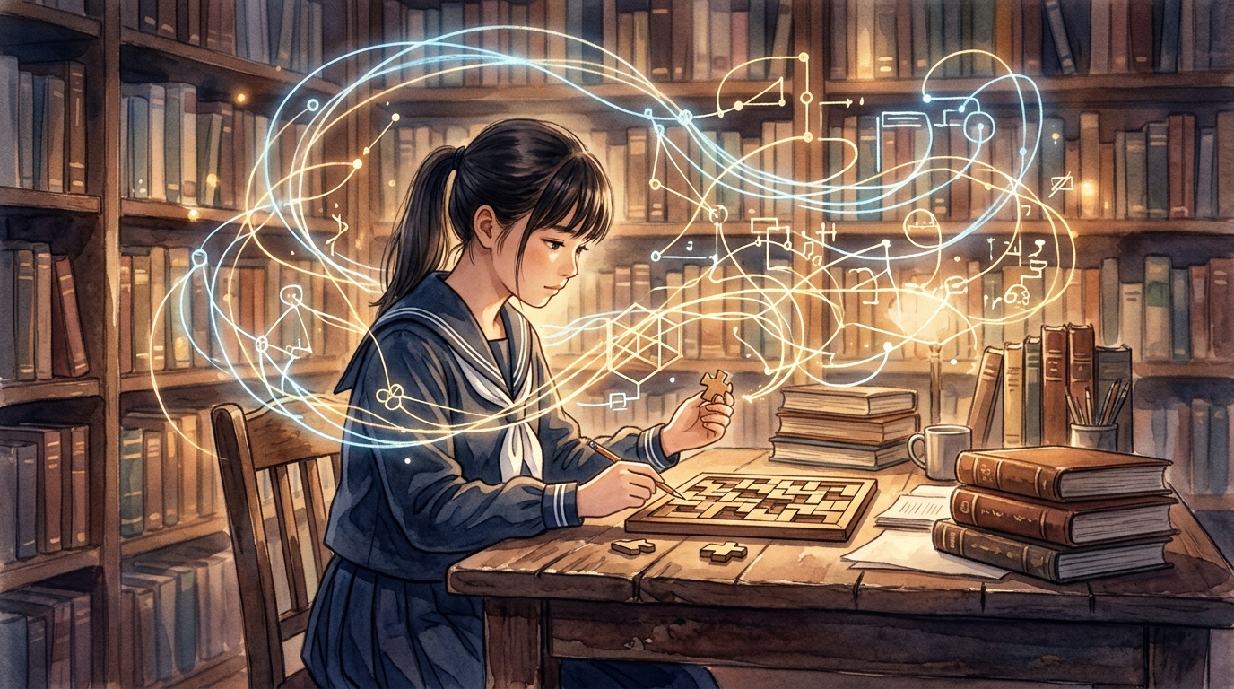 机に向かい思考の糸口を手繰り寄せて論理的な読解を進める高校生の真剣な姿