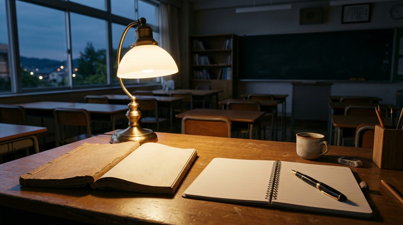 漢文の基本構造と返り点の読み方を学ぶ教室の自習風景