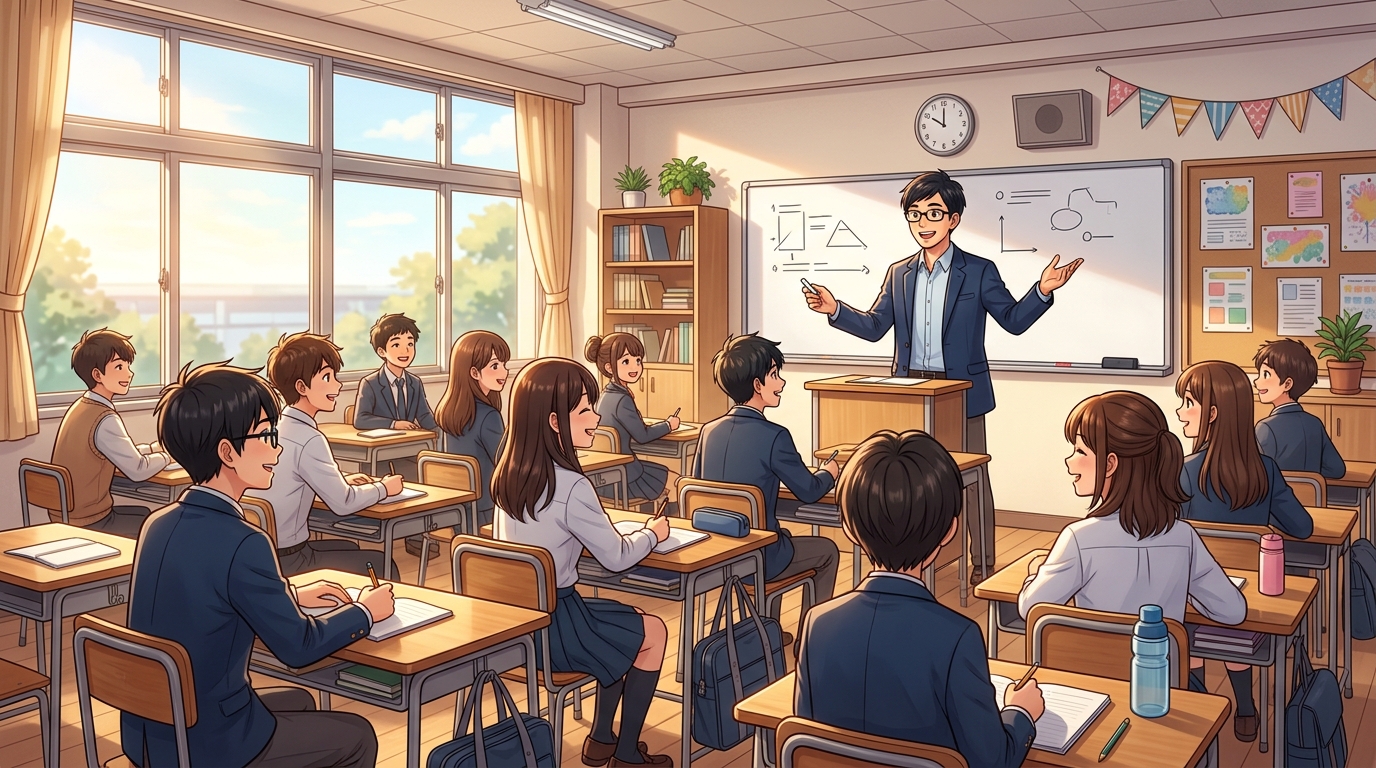 教室で枕詞を熱心に解説するたく先生と高校生