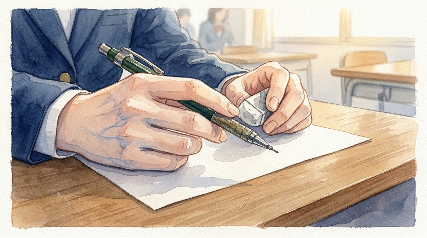 試験会場で緊張をほぐす文房具のおまじない