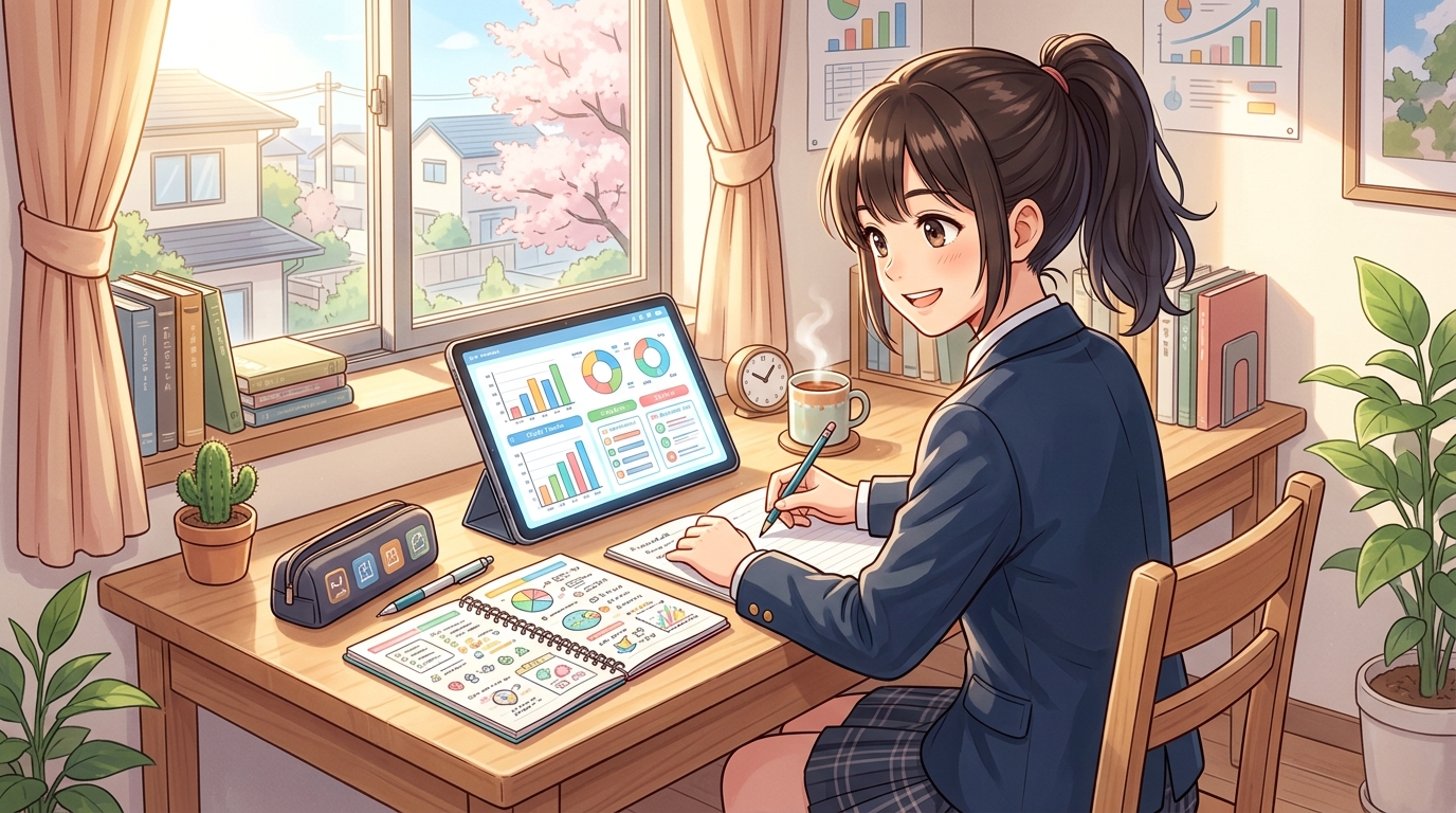 スタディサプリのおすすめ講座を選定して学習計画を立てる高校生