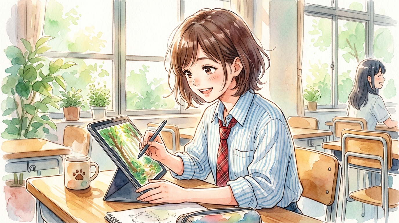 タブレットでスタディサプリ適職診断に回答する高校生