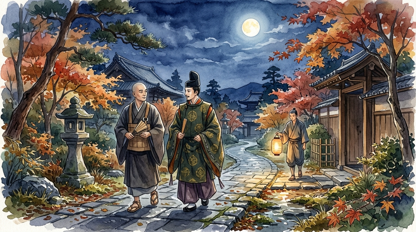徒然草 明くるまで月見ありくこと侍りしに 兼好法師とある人