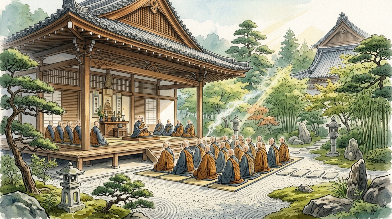 雲林院の菩提講で集まる僧侶と二人の老人の語り