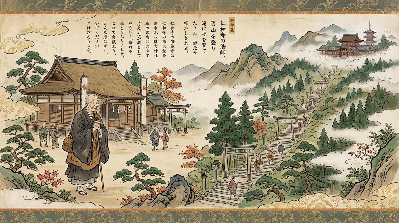 【徒然草 仁和寺にある法師】石清水八幡宮の麓の極楽寺で満足して帰ろうとする法師